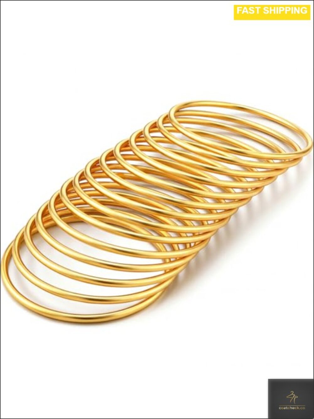 14 Pc 3mm Gold Plated Stainless Steel Bangle Bracelet Set Stackable